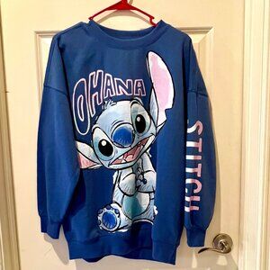 NWT Disney Stitch Long Sleeve Ohana Oversized Sweatshirt Blue